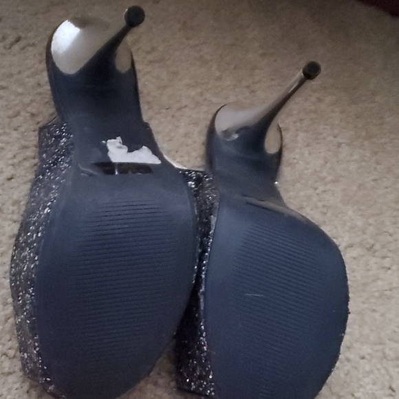 Black multi color glittered open toe sling backs - Picture 3 of 4